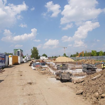 Czerwiec 2021r. -  budowa inwestycji mieszkaniowej Ogrodów Szymborskiej