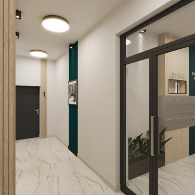 Klatka schodowa w inwestycji Racławicka Platinum Wrocław Grabiszynek