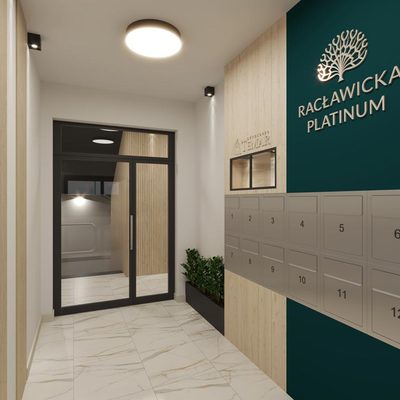 Klatka schodowa w inwestycji Racławicka Platinum Wrocław Grabiszynek