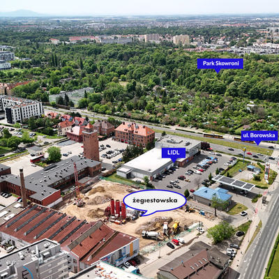 Zdjęcia z lotu ptaka, widoczny w bliskiej odległości Park Skowroni